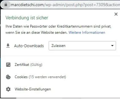 Ein Hinweis zur Sicherheit: Eine verschlüsselte Verbindung wird im Browser dargestellt.