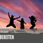 Drei Personen, die vor Freude in die Luft springen. Jemand oder etwas hat ihnen Freude bereitet.